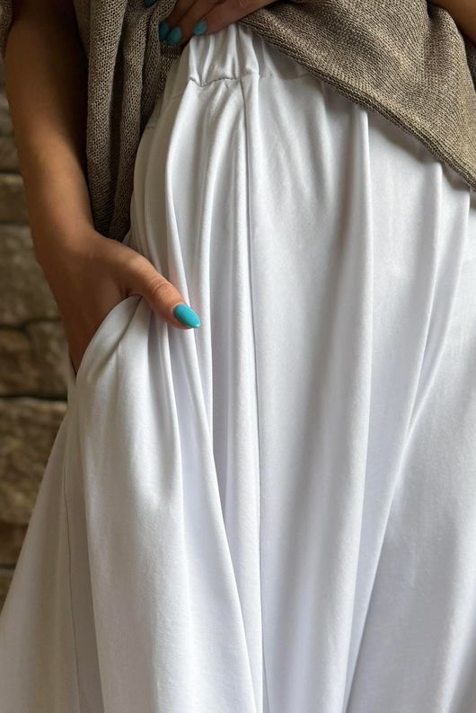 Oscar Asymmetric Hareem Skirt Pant White